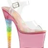 Pleaser Unicorn-708T Clear Pink Tinted Heels