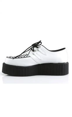 Demonia V-CREEPER-502 White Vegan Leather Creepers Shoes 9 Demonia V-CREEPER-502 White Vegan Leather Creepers Shoes
