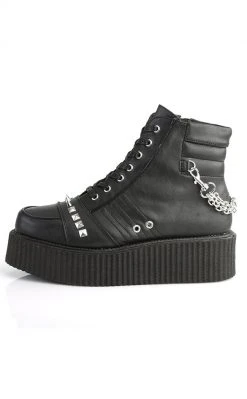 Demonia V-CREEPER-565 Black Vegan Leather Creeper Ankle Boots Shoes