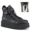 Demonia V-CREEPER-566 Black Vegan Leather Creeper Ankle Boots