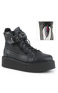 Demonia V-CREEPER-566 Black Vegan Leather Creeper Ankle Boots