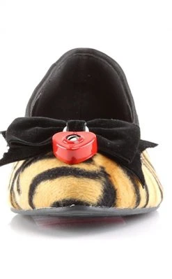 Demonia VAIL-02 Tiger Print Faux Fur Ballet Flats Shoes