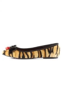 Demonia VAIL-02 Tiger Print Faux Fur Ballet Flats Shoes