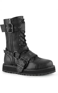 Demonia VALOR-220 Black Vegan Leather Boots Shoes