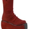 Demonia Shoes VIOLET-100 Red Vegan Suede Platform Boots