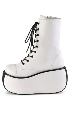 Demonia VIOLET-120 White Vegan Leather Vegan Platform Boots
