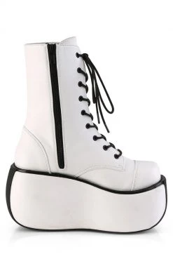 Demonia VIOLET-120 White Vegan Leather Vegan Platform Boots