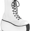 Demonia VIOLET-120 White Vegan Leather Vegan Platform Boots