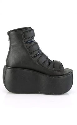 Demonia VIOLET-150 Black Vegan Leather Peeptoe Boots Shoes