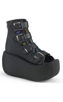 Demonia VIOLET-150 Black Vegan Leather Peeptoe Boots Shoes