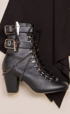 Demonia VIVIKA-128 Black Vegan Leather Ankle Boots