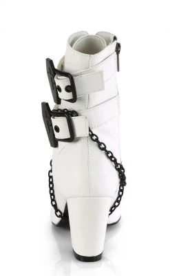 Demonia VIVIKA-128 White Vegan Leather Ankle Boots