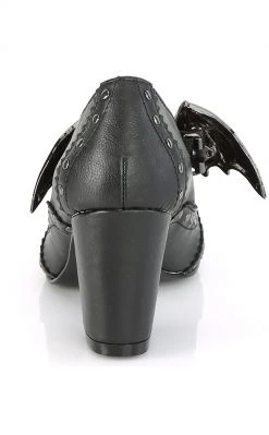 Demonia VIVIKA-32 Black Vegan Leather Studded Bat Mary Jane Heels Shoes