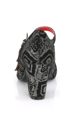 Demonia VIVIKA-38 Black & Silver Faux Nubuck Mary Jane Heels