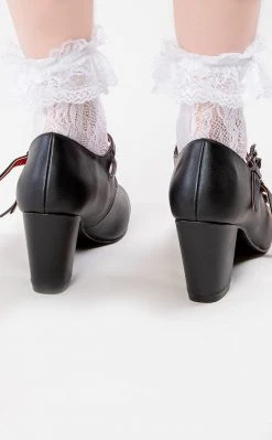 Demonia VIVIKA-38 Black Vegan Leather Bat Mary Jane Heels