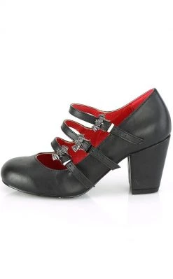 Demonia VIVIKA-38 Black Vegan Leather Bat Mary Jane Heels