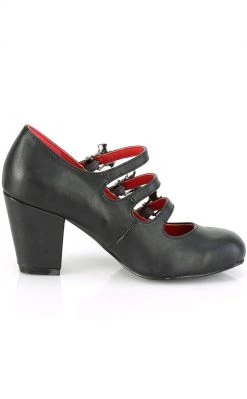 Demonia VIVIKA-38 Black Vegan Leather Bat Mary Jane Heels