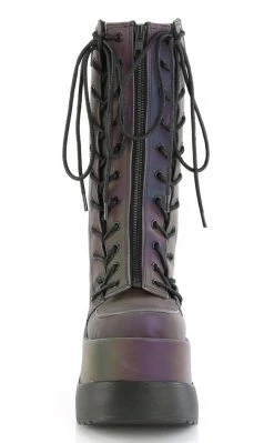 Demonia VOID-118 Green Reflective Platform Boots