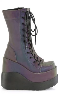 Demonia VOID-118 Green Reflective Platform Boots