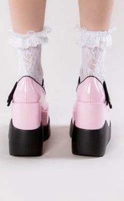 Demonia Shoes VOID-37 Baby Pink Patent Mary Jane Wedges