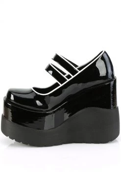 Demonia Shoes VOID-37 Black Patent Mary Jane Wedges 11 Demonia Shoes VOID-37 Black Patent Mary Jane Wedges