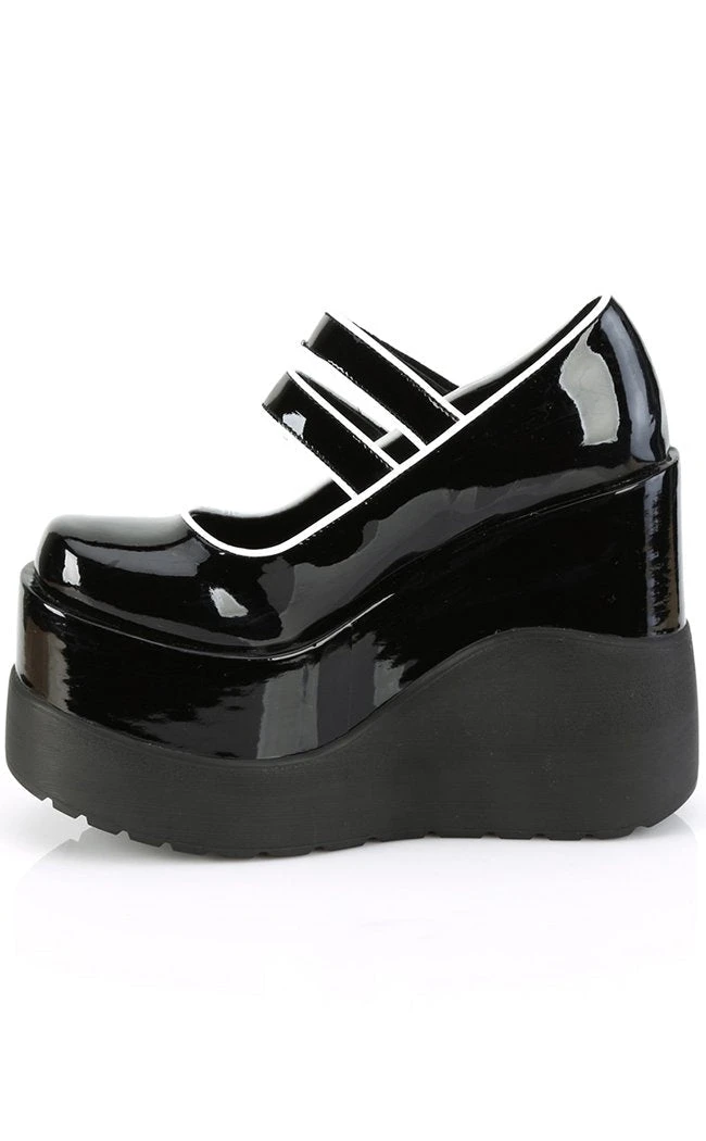Demonia Shoes VOID-37 Black Patent Mary Jane Wedges 6 Demonia Shoes VOID-37 Black Patent Mary Jane Wedges