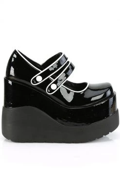 Demonia Shoes VOID-37 Black Patent Mary Jane Wedges 12 Demonia Shoes VOID-37 Black Patent Mary Jane Wedges