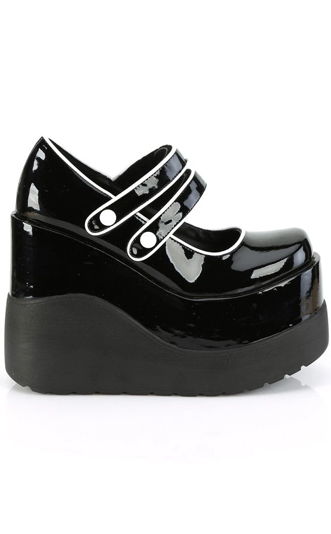 Demonia Shoes VOID-37 Black Patent Mary Jane Wedges 7 Demonia Shoes VOID-37 Black Patent Mary Jane Wedges