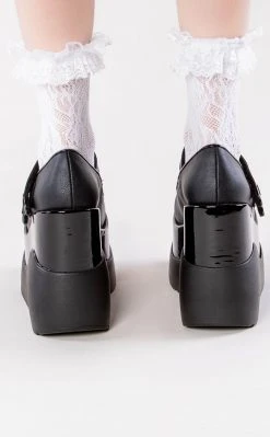 Demonia VOID-37 Black Vegan Mary Jane Wedges