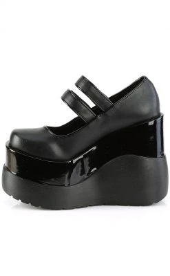 Demonia VOID-37 Black Vegan Mary Jane Wedges