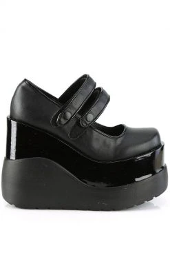 Demonia VOID-37 Black Vegan Mary Jane Wedges