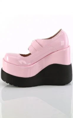 Demonia VOID-38 Baby Pink Holo Mary Jane Wedges