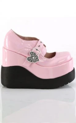 Demonia VOID-38 Baby Pink Holo Mary Jane Wedges