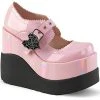 Demonia VOID-38 Baby Pink Holo Mary Jane Wedges