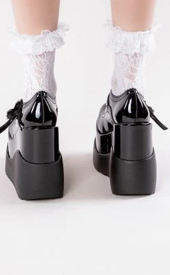 Demonia VOID-38 Black Patent Mary Jane Wedges (Au Stock) Shoes