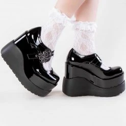 Demonia VOID-38 Black Patent Mary Jane Wedges (Au Stock) Shoes