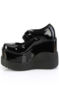 Demonia Shoes VOID-38 Black Patent Mary Jane Wedges