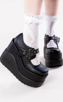 Demonia VOID-38 Matte Black Mary Jane Wedges