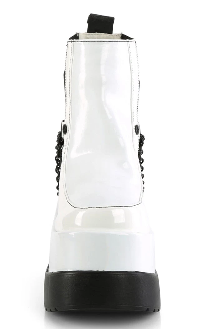 Demonia Shoes VOID-50 White Holo Patent Ankle Boots 4 Demonia Shoes VOID-50 White Holo Patent Ankle Boots