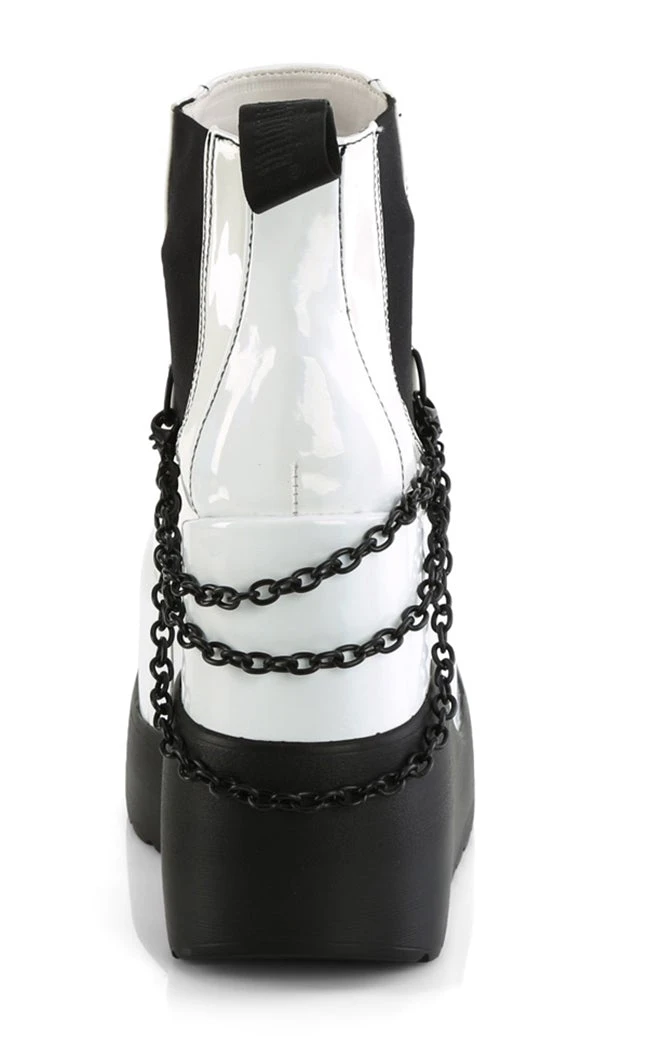 Demonia Shoes VOID-50 White Holo Patent Ankle Boots 6 Demonia Shoes VOID-50 White Holo Patent Ankle Boots