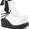 Demonia Shoes VOID-50 White Holo Patent Ankle Boots 2 Demonia Shoes VOID-50 White Holo Patent Ankle Boots
