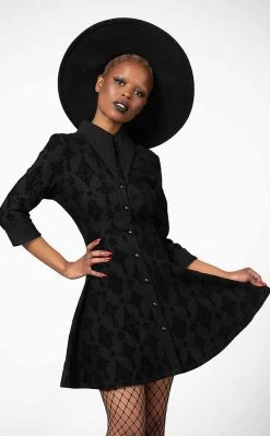 Killstar Clothing Vanda Flocked Collar Dress