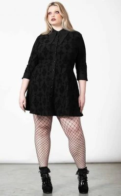 Killstar Clothing Vanda Flocked Collar Dress