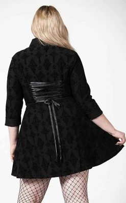 Killstar Clothing Vanda Flocked Collar Dress