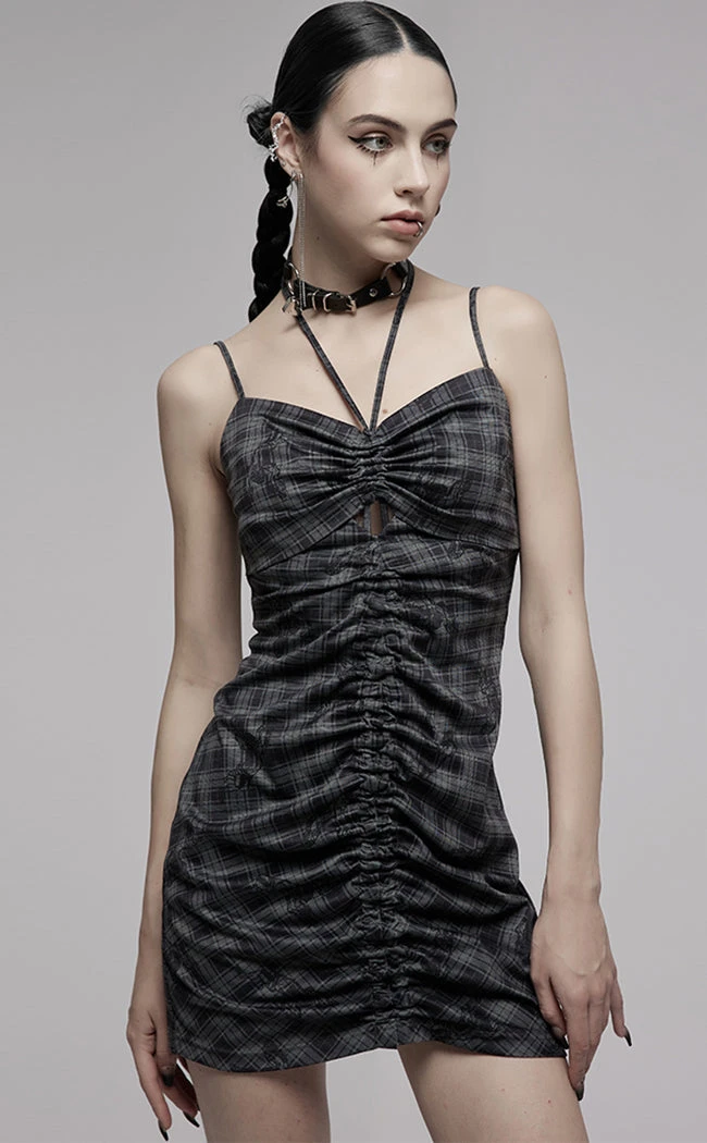 Punk Rave Clothing Velika Bodycon Dress | Grey Tartan 4 Punk Rave Clothing Velika Bodycon Dress | Grey Tartan