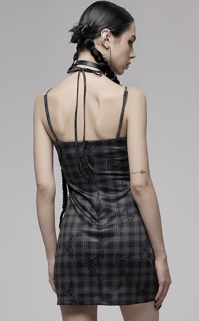 Punk Rave Clothing Velika Bodycon Dress | Grey Tartan 6 Punk Rave Clothing Velika Bodycon Dress | Grey Tartan