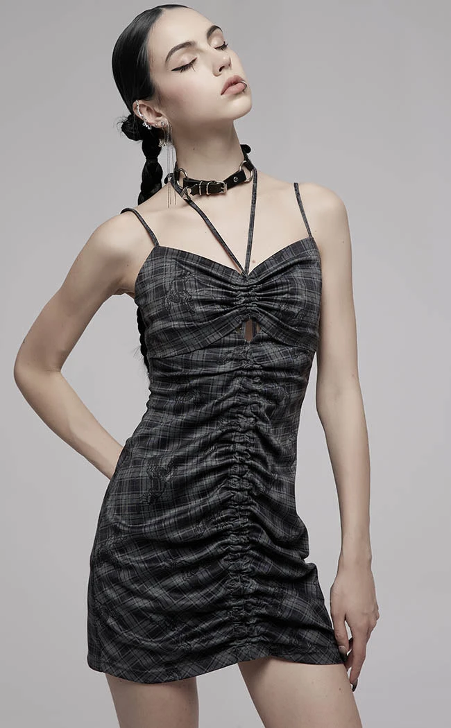 Punk Rave Clothing Velika Bodycon Dress | Grey Tartan 3 Punk Rave Clothing Velika Bodycon Dress | Grey Tartan