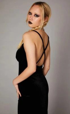 Black Friday Velour Goth Formal Dress | Black Clothing