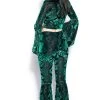 BlackCraft Velvet Flared Pants | Green Baroque Clothing