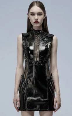 Punk Rave Clothing Vertebrae Faux Leather Dress